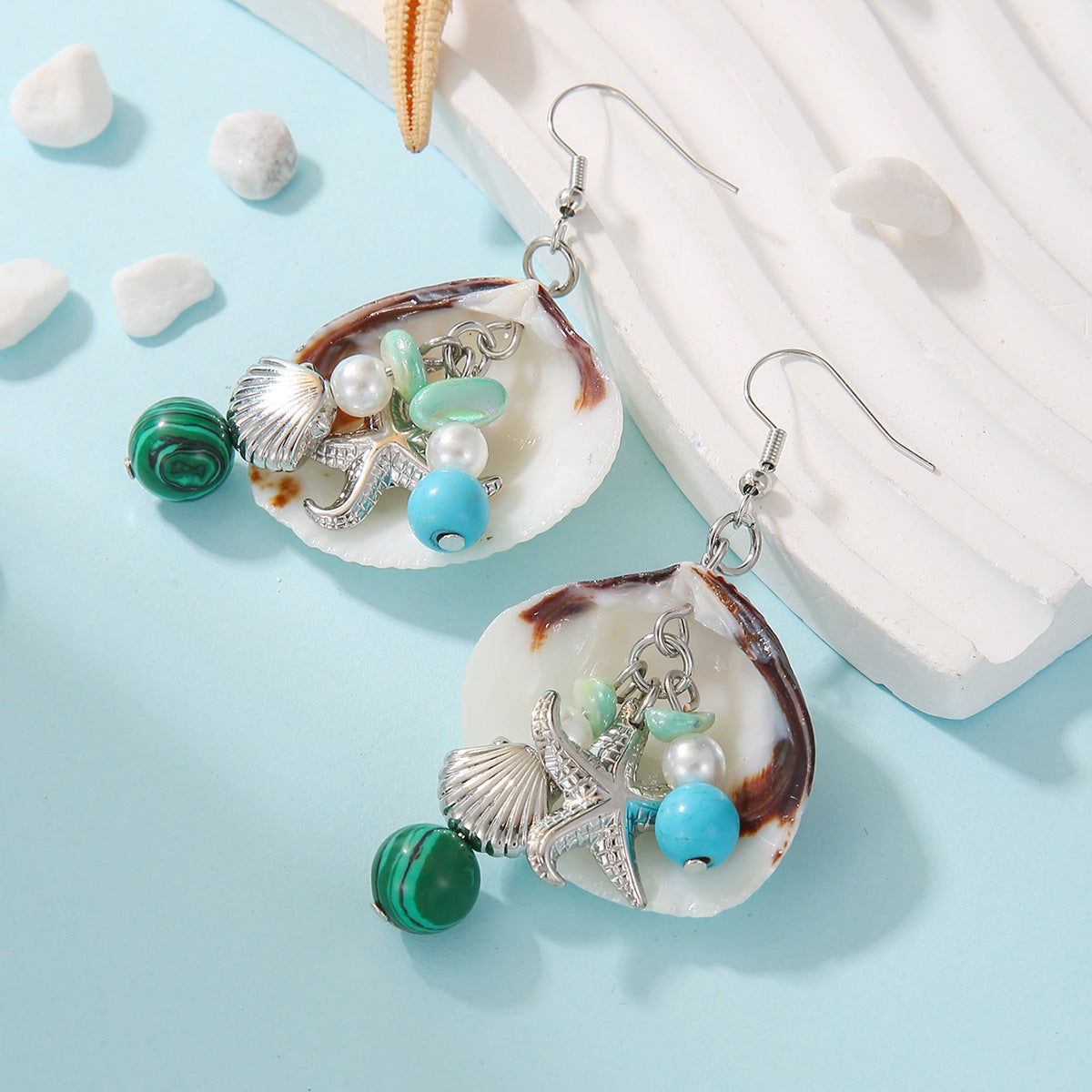 Wholesale Bohemian Shell Beads Pendant Earrings